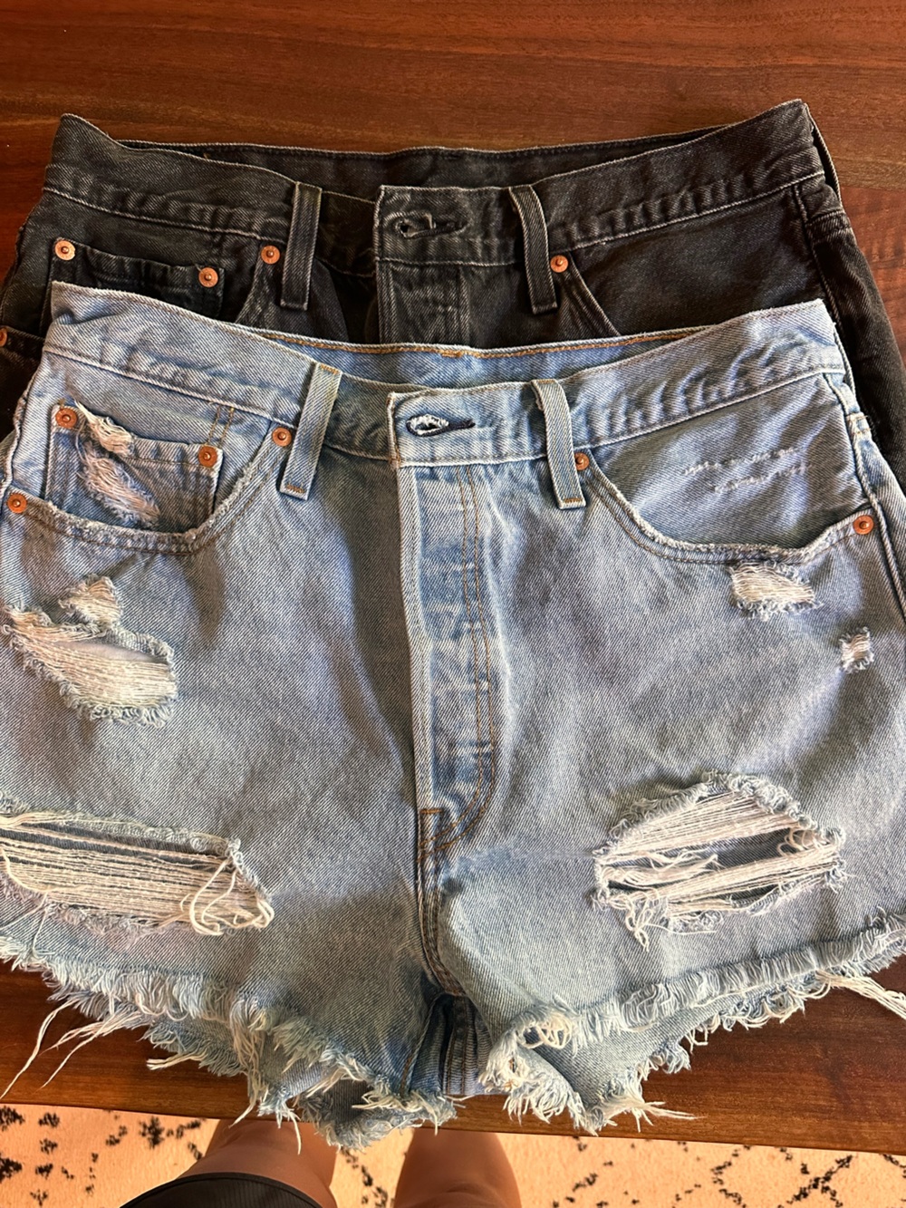 Lot of 2 pair Levi's 501 Distressed Women's Jean Shorts